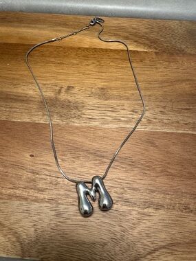 Anthropologie Silver Bubble M Necklace
